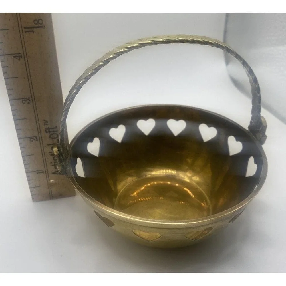 HAMPTON BRASS Vintage Decorative Basket Cutout Hearts